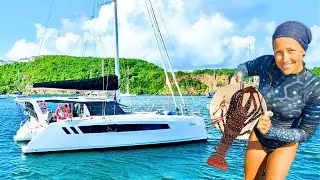 Catching Lobster Dinner Living on our Catamaran Full Time in Grenada for Hurricane Season!