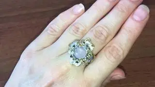 Серебряное кольцо с халцедоном и сапфирами