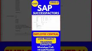 SAP SuccessFactors EC Training Online Tutorial Class 15 21st OCT 2025 
