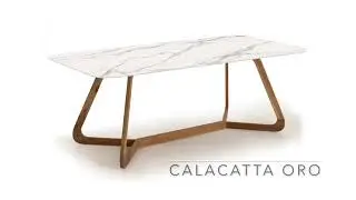 Outdoor Table with Wooden Base and Calacatta Gold Ceramic Top - Infinity