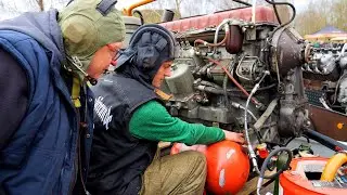Erster Start des Diesel-Motors U2D6-S2 (russisch У2Д6-С2) nach langer Standzeit.