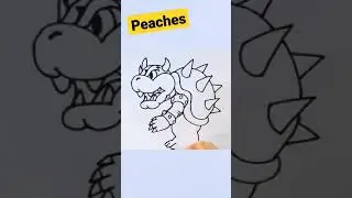 How to draw Bowser #shorts #bowser #peaches #supermario #drawings #howtodraw #timelapse #fun #draw