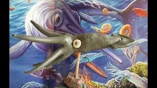 Giant squid made of plasticine. Marine animals, plasticine.Sculpt with little brother