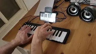 Donner N-32 MIDI Keyboard with mobile phone