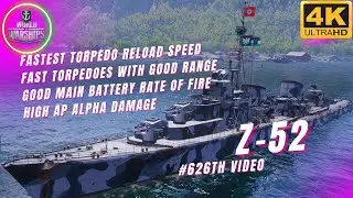 Wows Z52 - Gameplay and Captain Skills - Legendary Upgrade - World of Warships 