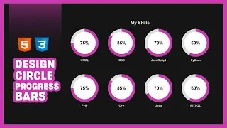 HOW TO DESIGN CIRCLE PROGRESS BARS IN HTML & CSS#css #coding      #html  #javascript  #webdesign