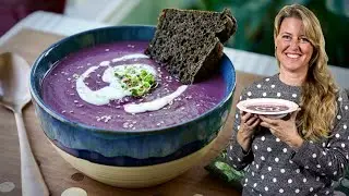 Luscious Creamy Purple Sweet Potato Soup (plant-based, cozy, oil-free)