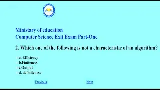 Computer science exit exam part one