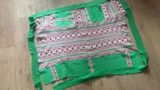Кроим ретро накидку для старой кушетки из ветхой кофты