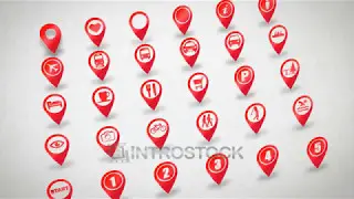 Video Icons set 30 travel, touristic and service animated pins. After Effects CS6 project.
