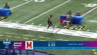 Jakorian Bennett runs the 40-yard dash at the 2023 NFL Scouting Combine