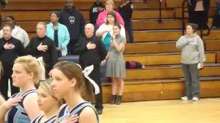 Christine Dee singing the Star Spangled Banner, West Rowan High School Basketball game. 02-25-10