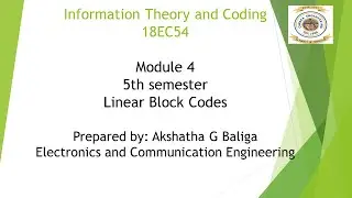 VTU ITC 18EC54 M4 L2 Linear Block codes