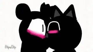 the kiss of cartoon mouse and cartoon cat