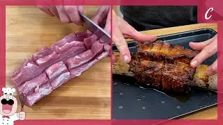 BBQ Pork Loin! Served with an elegant stack of potatoes!