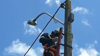 Iluminação pública como instalar uma braço grande- vídeo aula passo a passo.