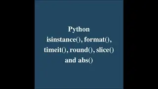 31. Python: isinstance, Use of format, Timeit, round, Slice and abs
