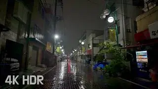 [ASMR] Heavy Rain Walk Through Midnight’s Empty Alleys | Relaxing Natural City ambience | Japan