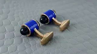 Bullet Blue Black Cufflinks In Box