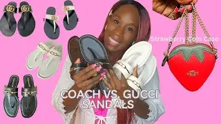 UNBOXING: Coach Jada Sandals vs. Gucci Marmont Sandals + Strawberry Coin Case- Kharyzma