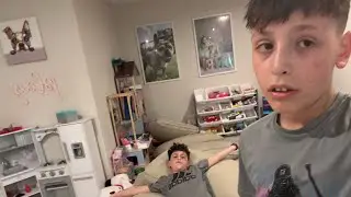 Dominic,Harry and Dominic’s sister Wrestle with pillows