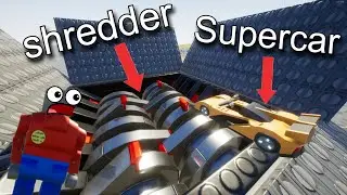 Supercar falls into the shredder in Brick Rigs!!!