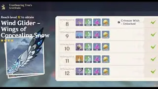 Frostbearing tres's gratitude level12| how to get wind glider wind of concealing snow genshin impact