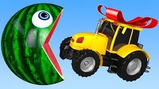 Learn Colors with PACMAN and Farm WaterMelon Tractor Duck Street Vehicle for Kids Children