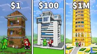 JJ and Mikey: From POOR To RICH Skyscraper in Minecraft...