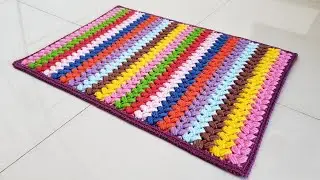 Easy crochet rug with leftover yarn - Step-by-step crochet rug with crochet braids