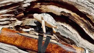 Making a Native Flute out of Brazilian Rosewood BURL!  Magnificent.