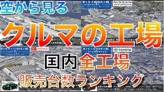 【あなたの愛車のふるさとは？】規模がハンパない！空から見る！国内の自動車メーカーの全車両工場を販売台数ランキングで紹介！