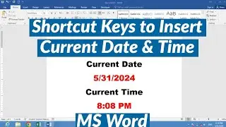 Shortcut Keys to Insert Current date and Time in MS Excel | Shortcut to insert current Date in Excel