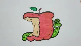 How to draw caterpillar eating apple #drawcaterpillar#artforkidshub#easypeasyandfun#howtodraw