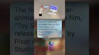 First computer-animated feature film, "Toy Story," was released in 1995 by Pixar Animation Studios
