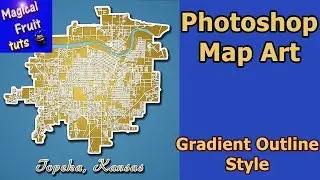 Photoshop Map Art Topeka, KS - Outlined Gradient Style
