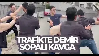 ATAŞEHİR’DE TRAFİKTE DEMİR SOPALI KAVGA KAMERADA