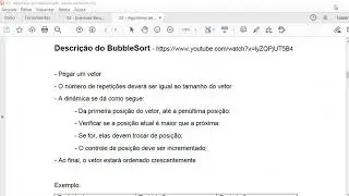 BubbleSort - Teste de Mesa