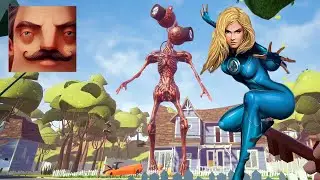 Hello Neighbor My New Neighbor Invisible Woman Fantastic Four Act 2 Trampoline Gameplay Walkthrough