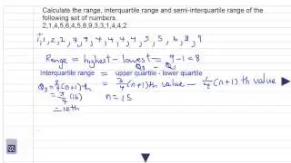 range, interquartile range and semi interquartile range of raw data
