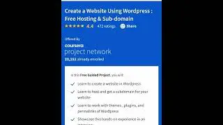Website Using Wordpress | Coursera Free Certification Courses 2022 | Free Guided Projects