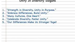 Top 15 Slogans On Unity In Diversity In English | Best Unity In Diversity Slogan