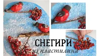 Winter craft: Bullfinches made from self-hardening AIR PLASTICINE MADE FROM NATURAL MATERIALS