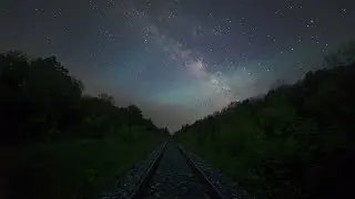 Таймлапс, Луна, Млечный путь, Сияние, Июнь