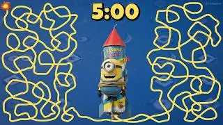 5 Minute Minion Timer  | Rocket Launch Countdown 🚀💥⏱️