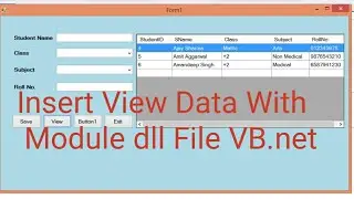 Insert View Data with Module dll File in Access Database Using Visual basic.net | VB.net Part 1/1