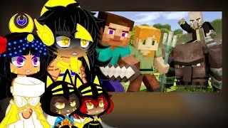 MHA&Brawl stars【VILLAGE RAID - alex and steve | squared media 】react to gacha