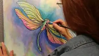 How to paint a Boho Dragonfly in Acrylic high speed painting demo