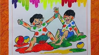 Kids Playing Holi Drawing | Tutorial | Sumana's Artwork