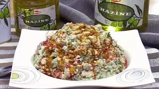 Bulgur Salat mit geröstetem Paprika und Joghurt